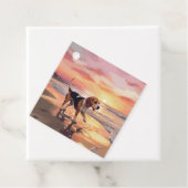 Sandy Paws Beagle Hond op Strand Zonsondergang Bedankjes Labels (In situ)