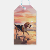 Sandy Paws Beagle Hond op Strand Zonsondergang Cadeaulabel (Achterkant)