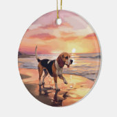 Sandy Paws Beagle Hond op Strand Zonsondergang Keramisch Ornament (Links)