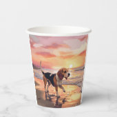 Sandy Paws Beagle Hond op Strand Zonsondergang Papieren Bekers (Achterkant)