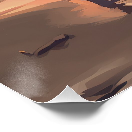 Sandy Paws Beagle Hond op Strand Zonsondergang Perfect Poster (Hoek)