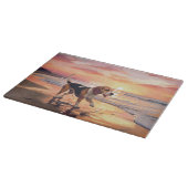 Sandy Paws Beagle Hond op Strand Zonsondergang Snijplank (Hoek)