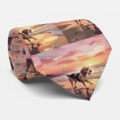 Sandy Paws Beagle Hond op Strand Zonsondergang Stropdas (Opgerold)