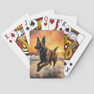 Sandy Paws Belgische Malinois-hond op het strand b Pokerkaarten