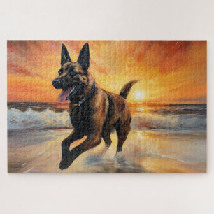 Sandy Paws Belgische Mechelse Herder Hond op Stran Legpuzzel