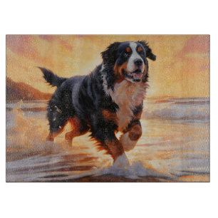 Sandy Paws Berner Berghond op Strand Zonsondergang Snijplank