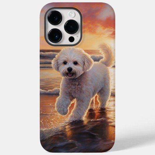 Sandy Paws Bichon Frise Hond op Strand Zonsonderga Case-Mate iPhone Case (Achterkant)