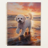 Sandy Paws Bichon Frise Hond op Strand Zonsonderga Planner (Voorkant)