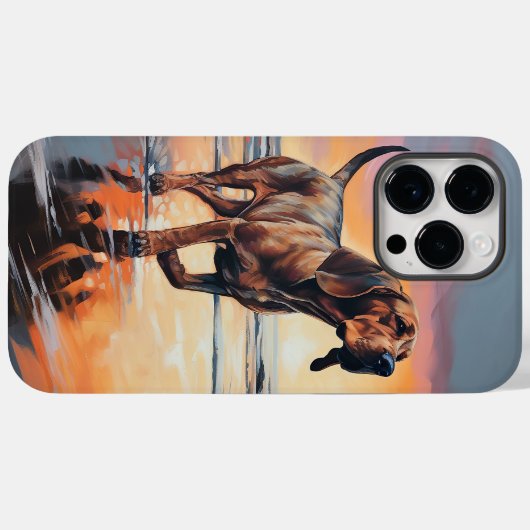 Sandy Paws bloedhond op strand zonsondergang Case-Mate iPhone Case (Achterkant (horizontaal))