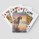Sandy Paws bloedhond op strand zonsondergang Pokerkaarten (Achterkant)