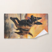 Sandy Paws Chien Malinois Belge sur le coucher du  (Serviette à main)