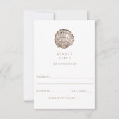 Sandy Seashells Marine Ocean Beach Wedding RSVP Kaartje (Voorkant)