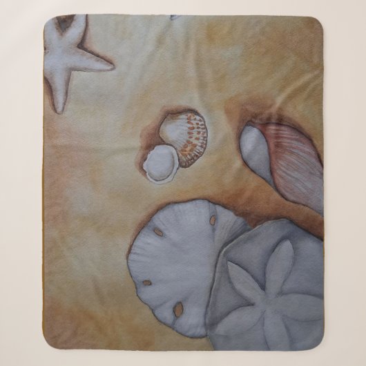 Sandy Seashells Sherpa Deken (Voorkant)