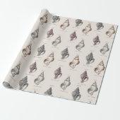 Sandy Shells  Seaside Pattern Wrapping Pap Cadeaupapier (Uitgerold)