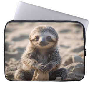 Sandy Shores: Baby Sloth Bouw Zandkastelen, Laptop Sleeve
