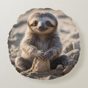 Sandy Shores: Baby Sloth Bouw Zandkastelen, Rond Kussen