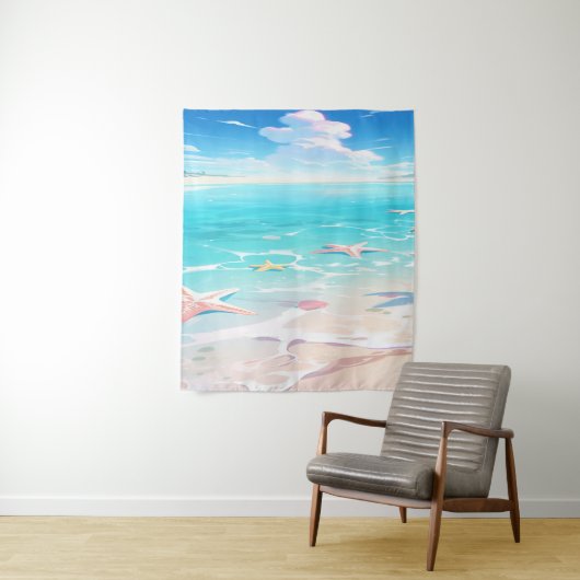 Sandy Shores: speelse strand Design Wandkleed (In situ)