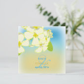 Sandy strand/plumerias-bestemming bruiloft kaart (Staand voorkant)