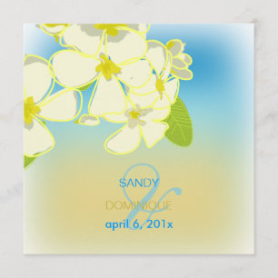 Sandy strand/plumerias-bestemming bruiloft kaart