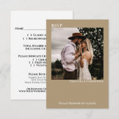 Sandy Tan Buff Simple Minimalist Photo Wedding RSVP Kaartje (Voorkant / Achterkant)