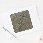 Sandy Textured Seahorse Photo Custom Vierkante Sticker (Envelop)