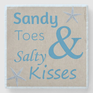 Sandy Toes and Salty Kisses Beach Life Quote Stenen Onderzetter