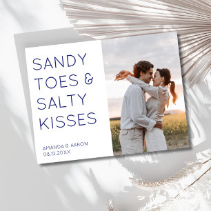 Sandy Toes Foto Strand Bruiloft Save the Date Aankondigingskaart