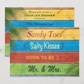 Sandy Toes Salty Kisses Couple's Shower Invitation (Devant / Derrière)