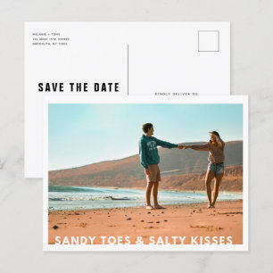 Sandy Toes Salty Kisses Photo Beach Save the Date Aankondigingskaart