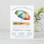 Sandy Toes & Zoute Kusjes, Strand Vrijgezellenfees Kaart (Staand voorkant)