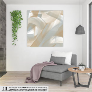 Sandy Tornado Trend Abstracte Kunst Beige Wit Canvas Afdruk