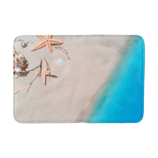 Sandy Tropical Beach Starfish Seashell Badmat (Voorkant)