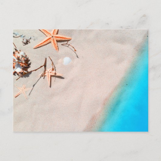 Sandy Tropical Beach Starfish Seashell Briefkaart (Voorkant)