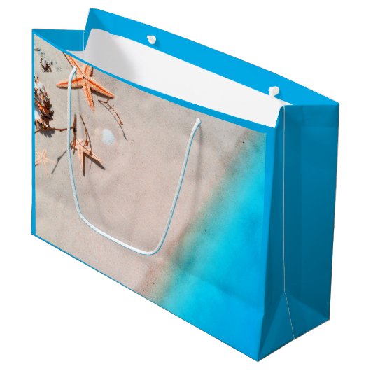 Sandy Tropical Beach Starfish Seashell Groot Cadeauzakje (Voorkant Gekanteld)