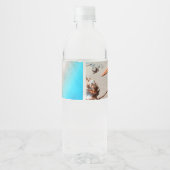 Sandy Tropical Beach Zeesterren schelp Waterfles Etiket (Achterkant)