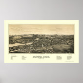 Sanford, ME Panoramic Map - 1889 Poster (Voorkant)