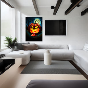 sang de puke citrouille rouge AI Art Poster