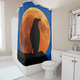 Sang Rouge Lune Corbeau noir Douche rideau