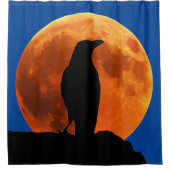 Sang Rouge Lune Corbeau noir Douche rideau (Devant)