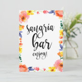 Sangria Bar Betaalbare Boho Bloem Bruiloft Bord (Staand voorkant)