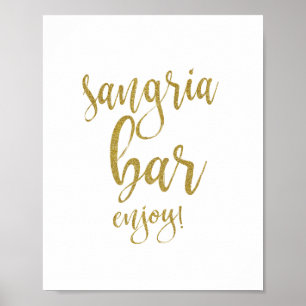 Sangria Bar Gold Glitter 8x10 bruiloft Poster