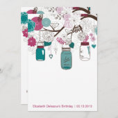 Sangria et Turquoise Mason Jars Invitation Anniver (Devant / Derrière)