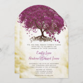 Sangria Heart Leaf Tree Wedding Invites Kaart (Voorkant / Achterkant)