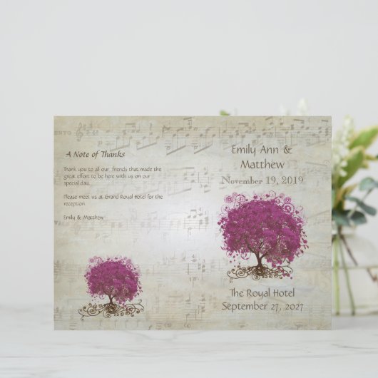 Sangria Heart Leaf Tree Wedding Programs (Staand voorkant)