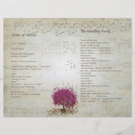 Sangria Heart Leaf Tree Wedding Programs (Achterkant)