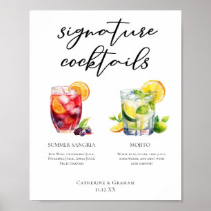 Sangria Mojito Signature Cocktails Aangepast menu Poster