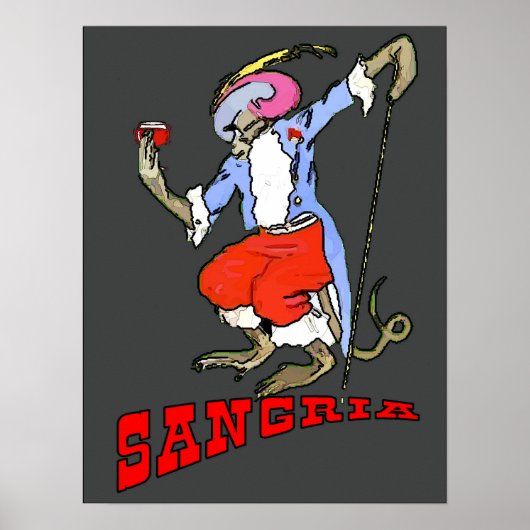 Sangria Monkey  Style, voeg tekst toe Poster (Voorkant)