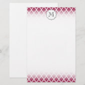 Sangria Moroccan Tile met monogram Briefpapier (Voorkant / Achterkant)