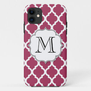 Sangria Moroccan Tile met monogram iPhone 11 Hoesje