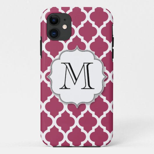 Sangria Moroccan Tile met monogram Case-Mate iPhone Case (Achterkant)